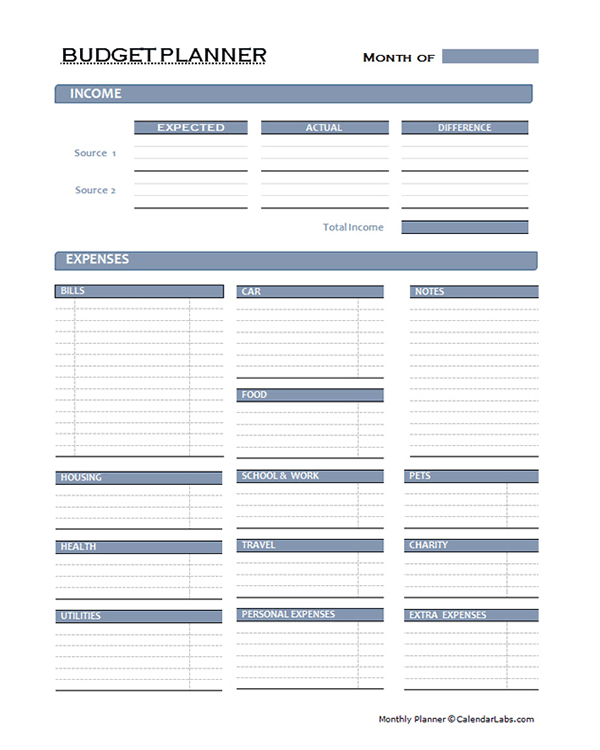 print blank monthly budgeting templates