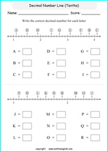 Printable decimals worksheets for primary students.