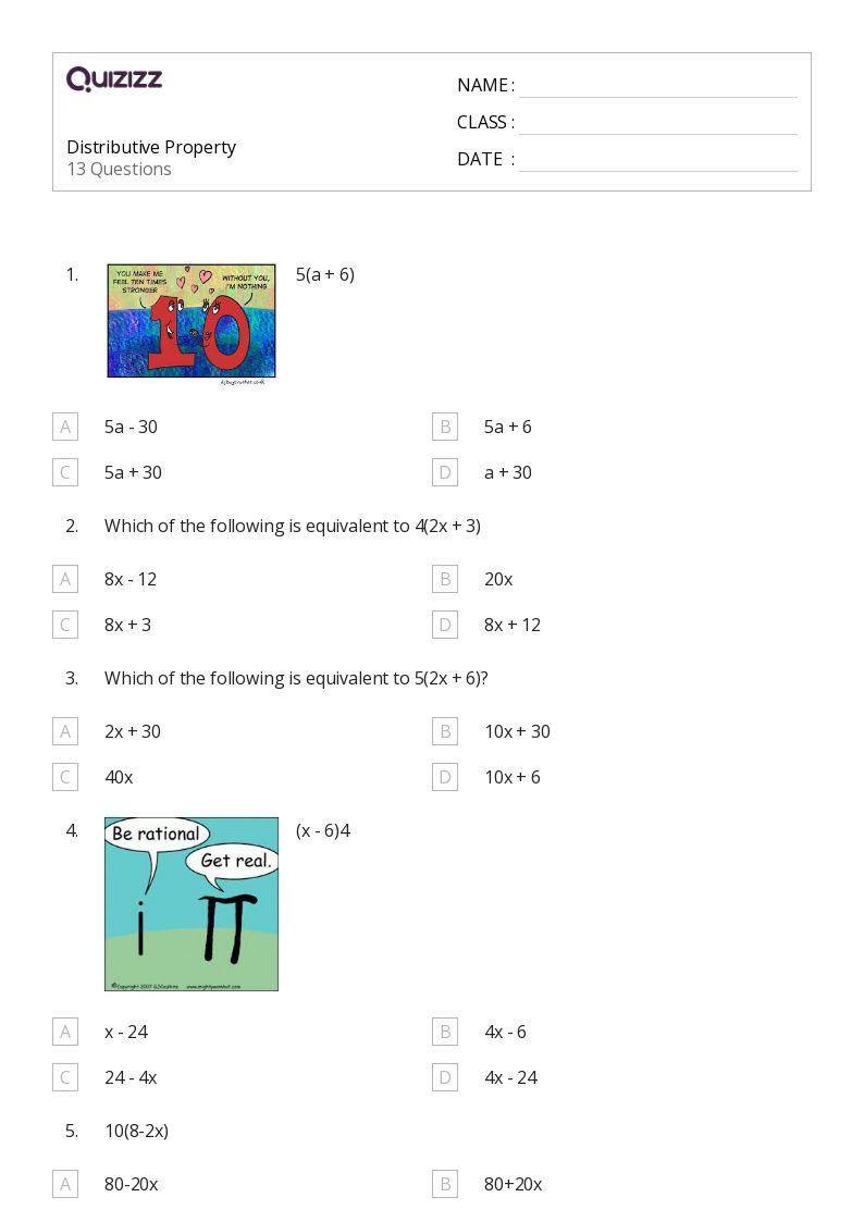 50+ distributive property worksheets on Quizizz | Free &  Printable
