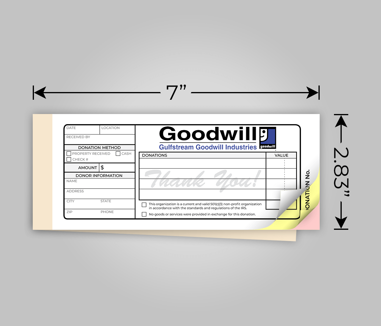 NCR Donation Receipt Books: 2.83” x 7” (Single Book) | PrintPPS.com®