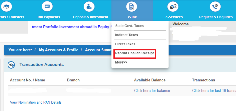 How to regenerate challan from your SBI account? - myITreturn Help ...