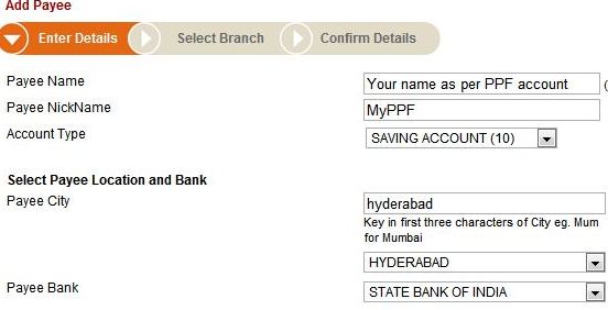Online transfer to your Public Provident Fund (PPF) account