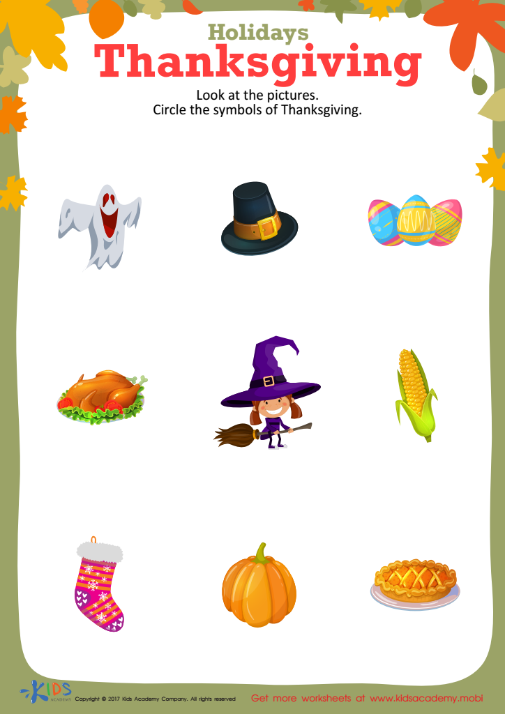 Thanksgiving Holiday Printable, Free Worksheet for Kids
