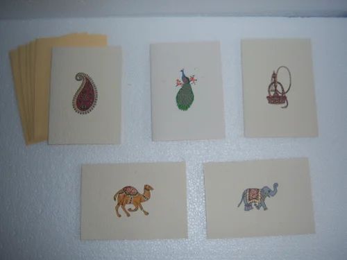 Handmade Eco Friendly Indian Ethnic Print Greeting Cards, Size: 3 ...