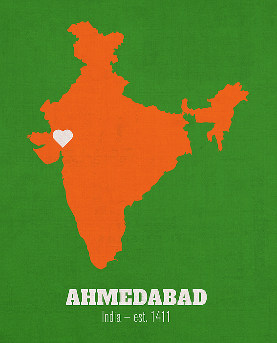 Ahmedabad India Founded 1411 World Cities Heart Print Greeting Card