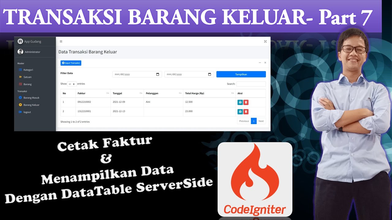 Outgoing Goods Transaction | Codeigniter 4 | Part 7 | Print Invoice &   Display Data
