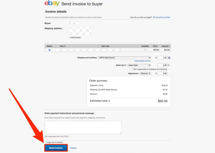 print invoice from ebay