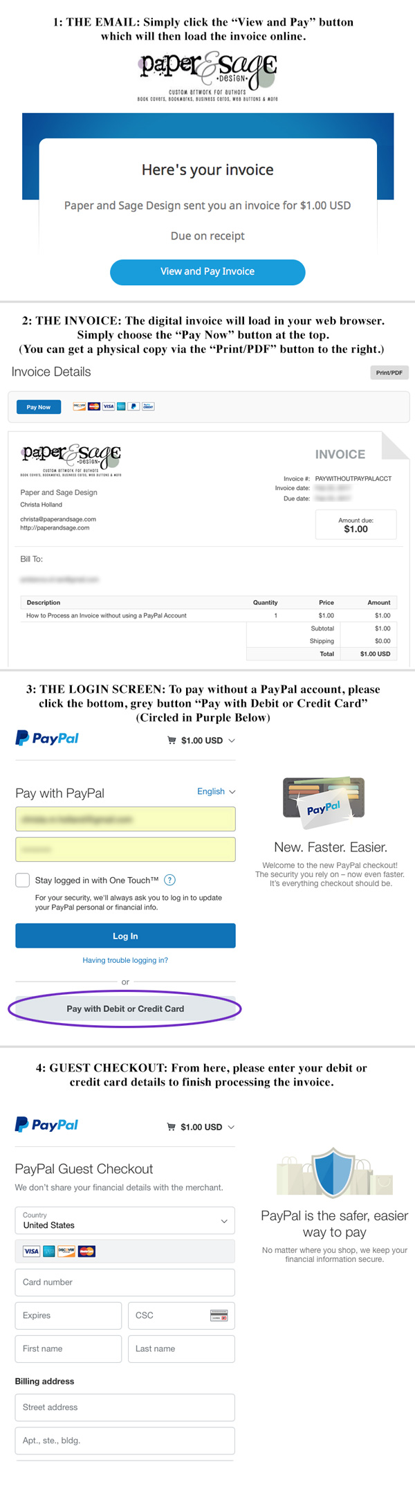 Process a PayPal Invoice without a PayPal Account - Paper and Sage