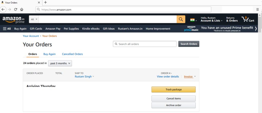 print invoice on amazon