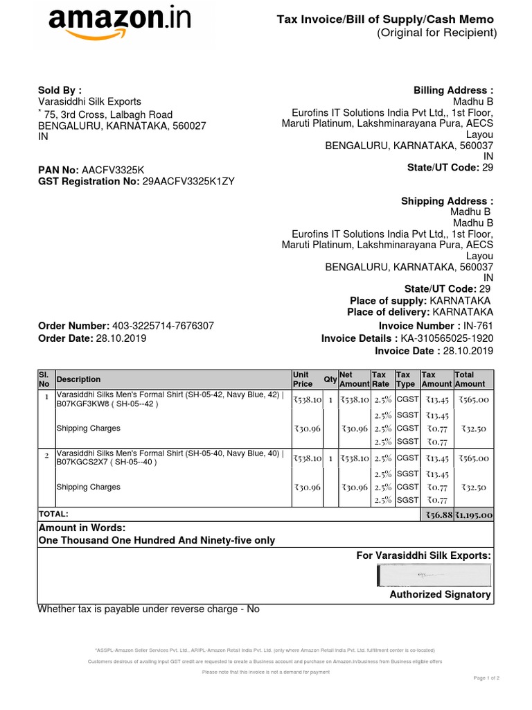 Amazon Invoice PDF | PDF | Invoice | Government Finances