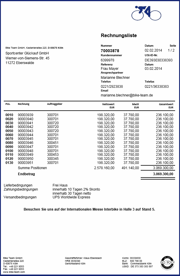 SAP Adobe Form Invoice list | solidforms
