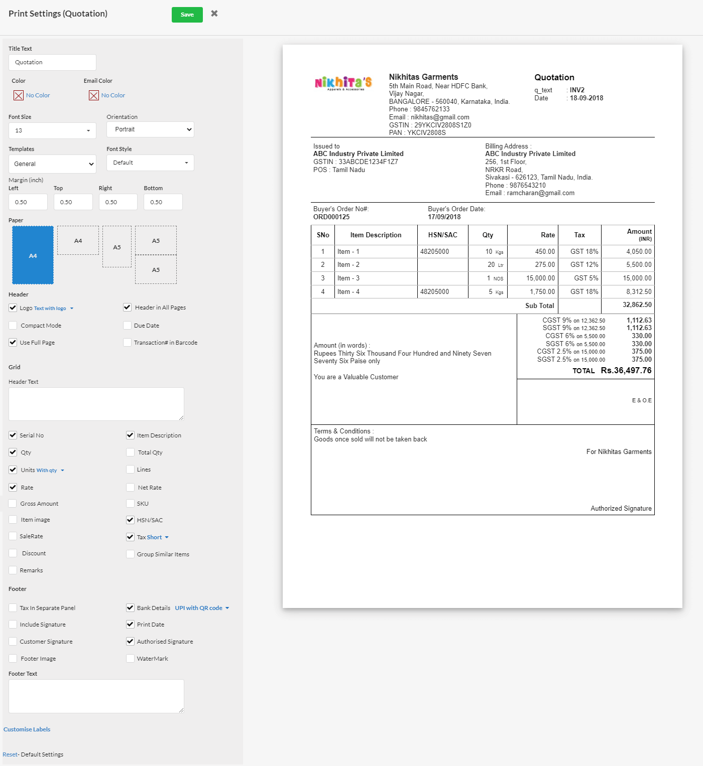 Invoice, Quote, Retail Invoice Print Templates - Output Books