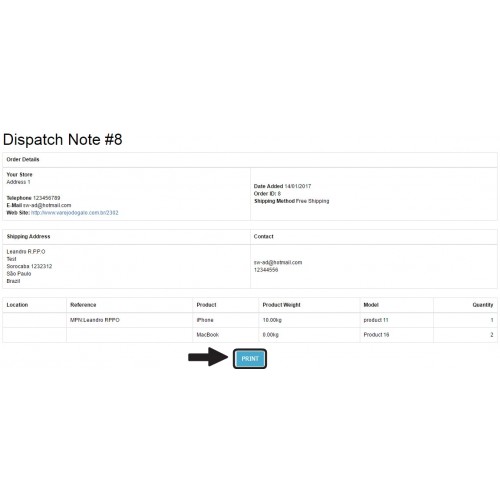 OpenCart - Button Print Invoice and Shipping List