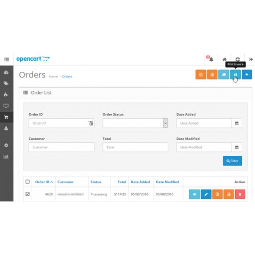 print invoice opencart