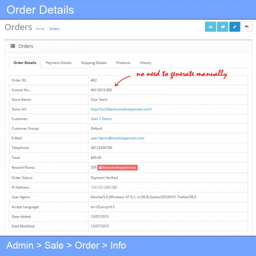 OpenCart - Auto Generate &  Customer Print Invoice