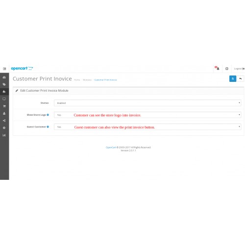 print invoice opencart