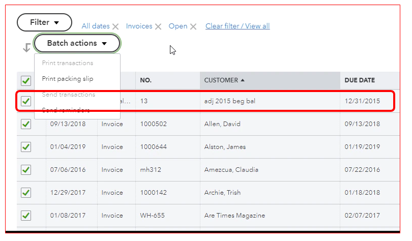 Solved: How to print all open invoices
