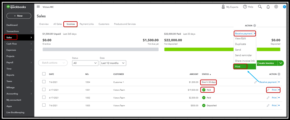 print invoice quickbooks 2016