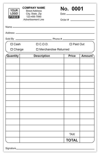 Custom Printed Receipt Invoices: Business Invoice | Printit4less.com