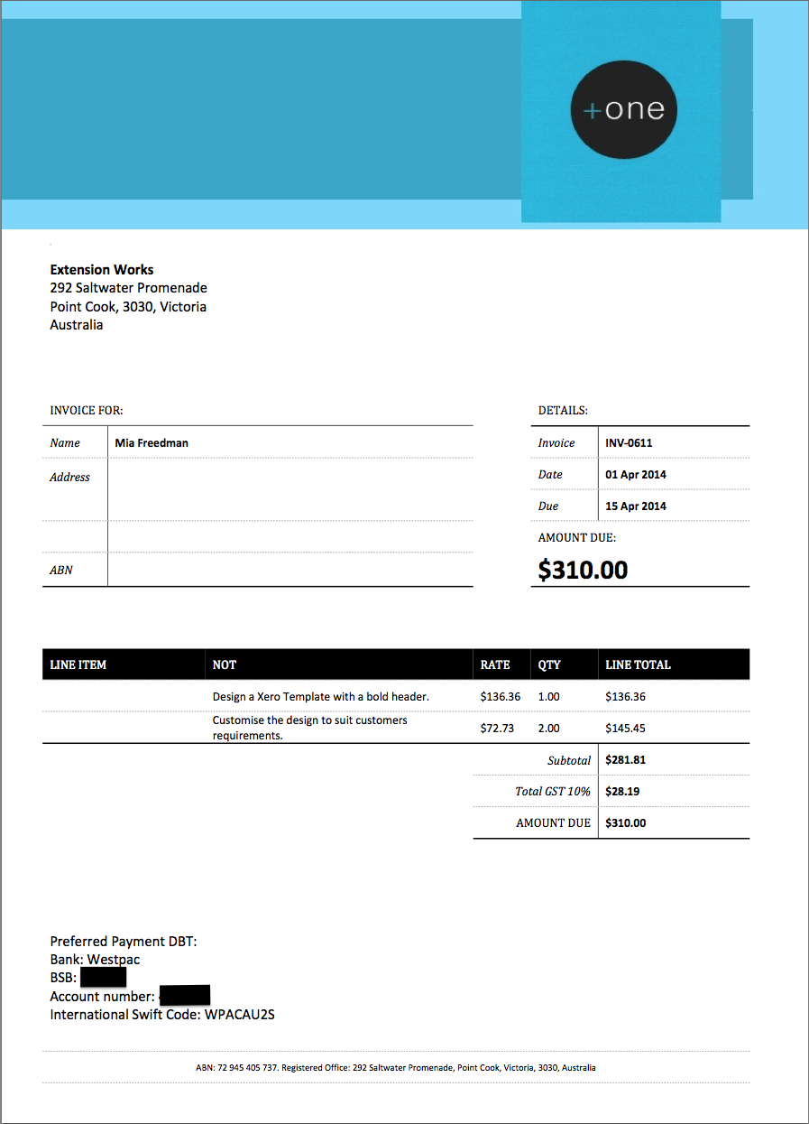 print invoice template xero