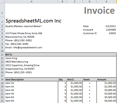 Free Excel Invoice Template