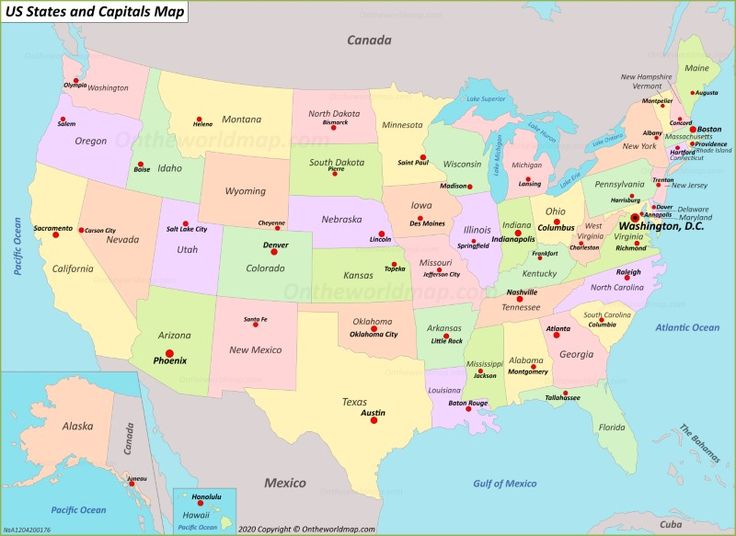print map of united states with capitals