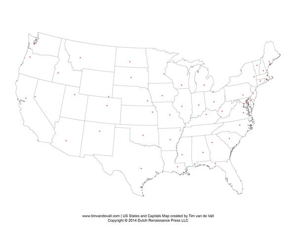 print map of united states with capitals