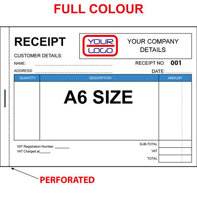 PERSONALISED DUPLICATE A6 RECEIPT BOOK / PAD PRINT ...