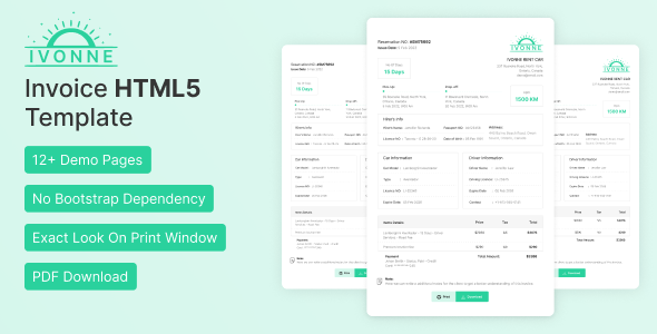 Ivonne - Invoice HTML Template by thememarch | ThemeForest - Worksheets ...