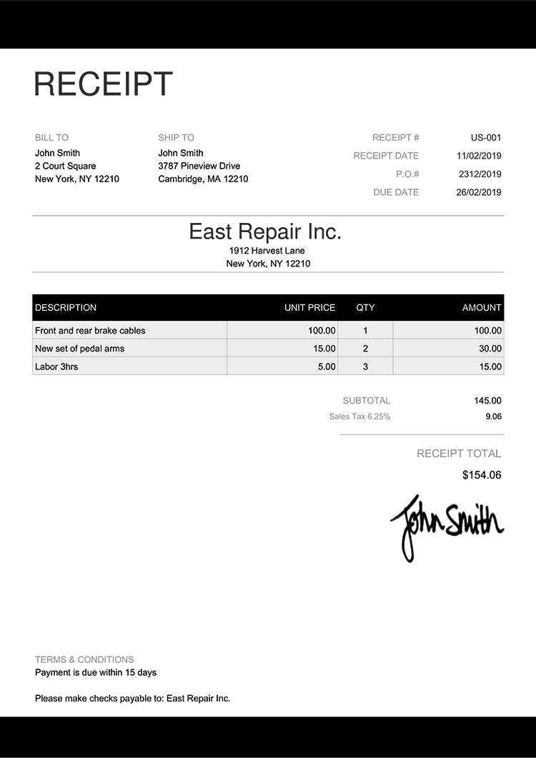 Free Receipt Templates | Quickly Create &  Send Receipts