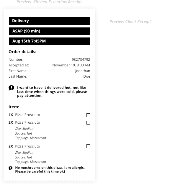 print receipt just eat