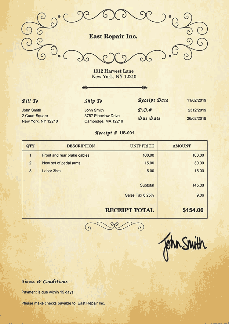 print receipt online free