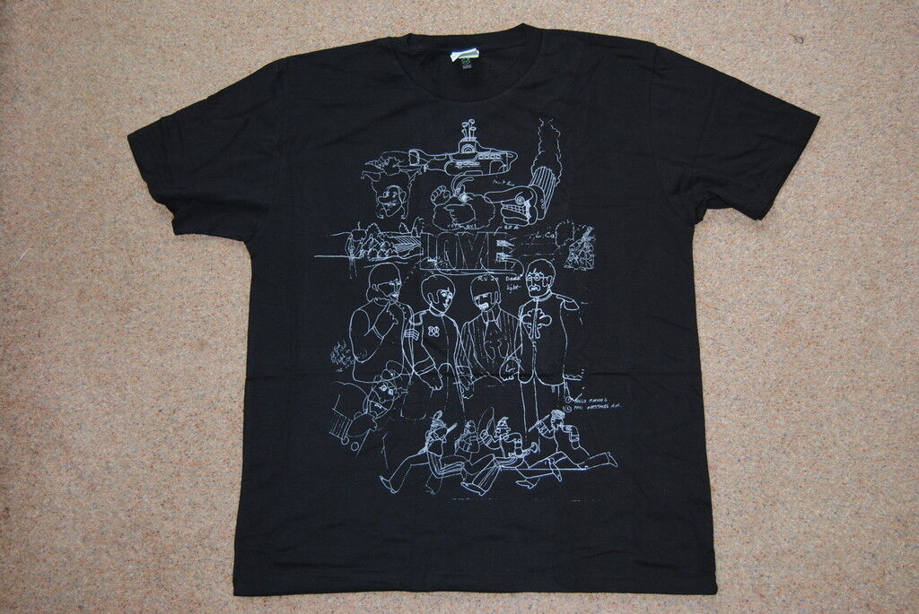 THE BEATLES YELLOW SUBMARINE BLACK T SHIRT NEW OFFICIAL MCCARTNEY ...