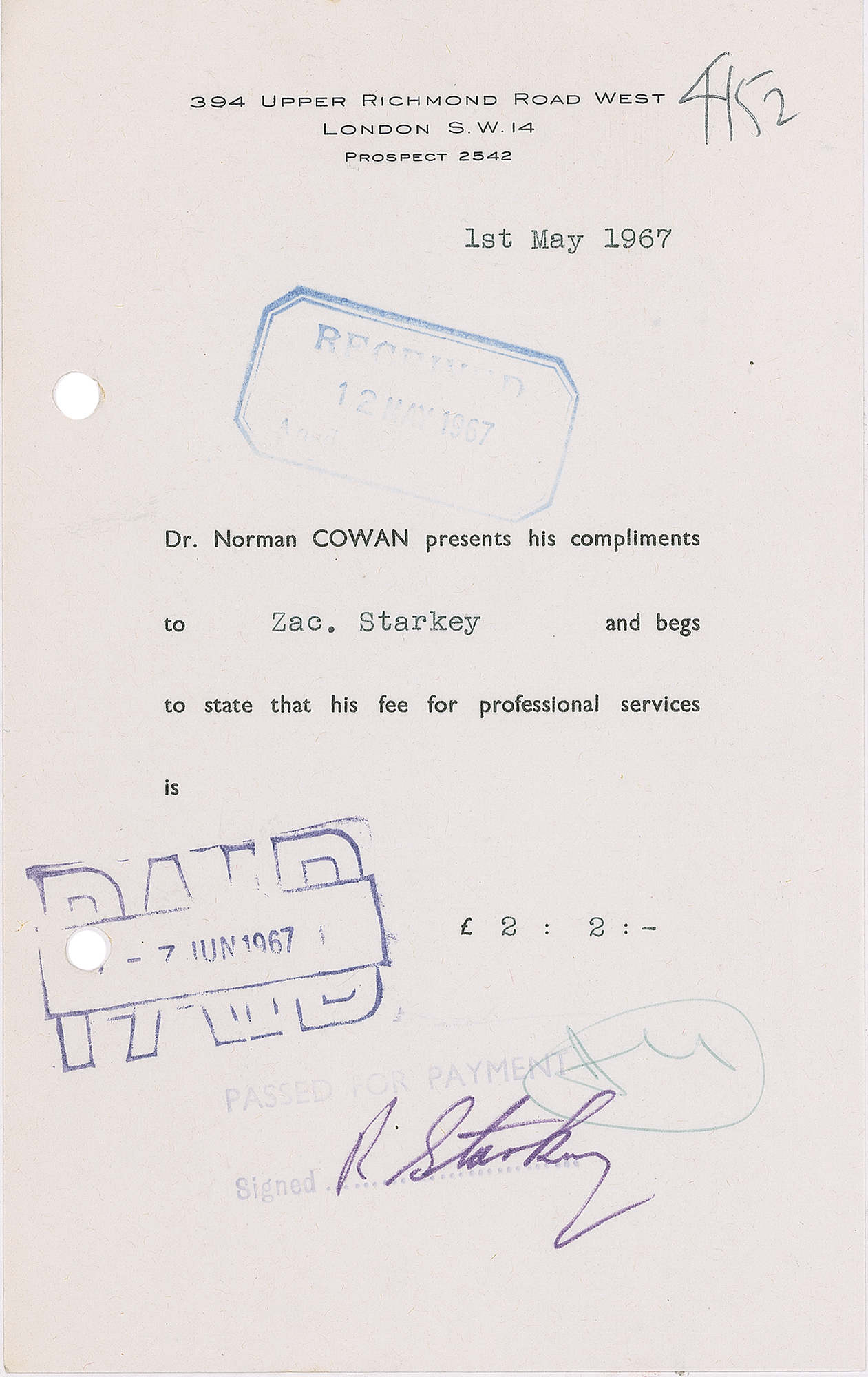 Ringo Starr Signed Receipt | RR Auction