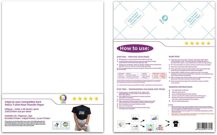 Amazon.com : MR.R 8.5x11 Inkjet and Laser Compatible Printable ...