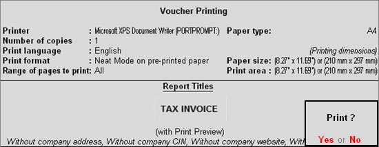 Printing a Sales Invoice