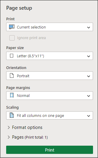 print worksheet on one page