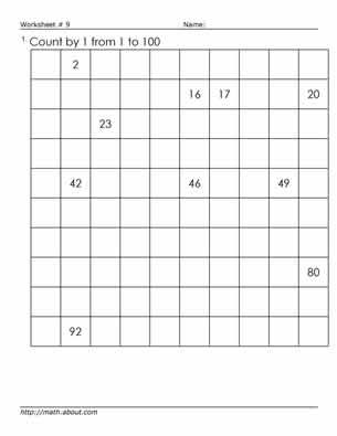 printable 100 number chart blank