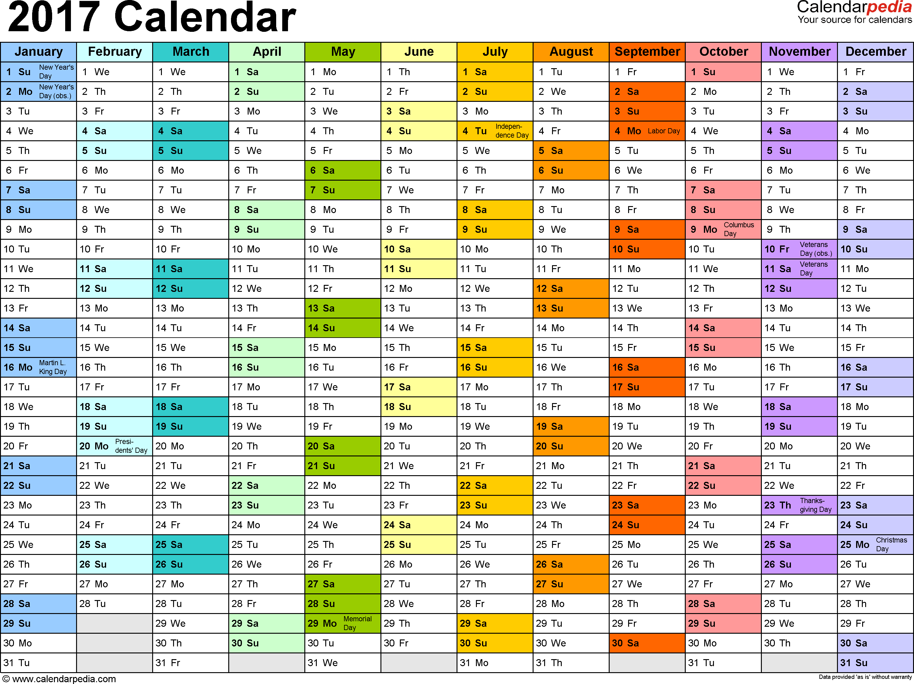 printable 2017 year planner australia