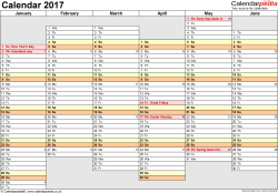 Calendar 2017 (UK) - 16 free printable PDF templates