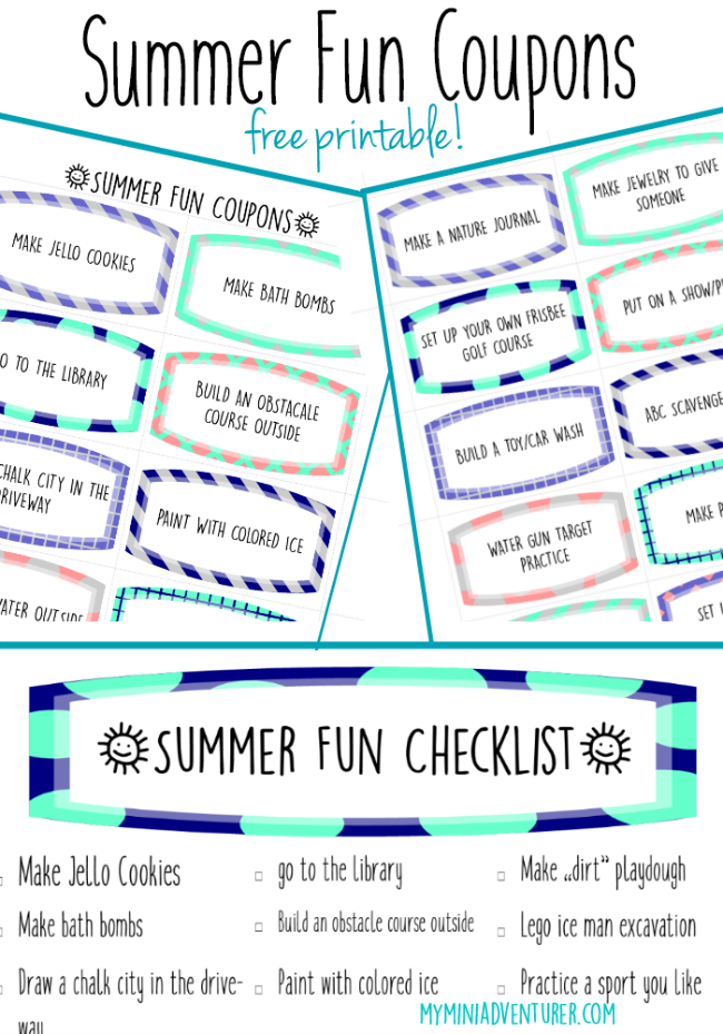 Printable Summer Fun Coupons and Checklist - My Mini Adventurer
