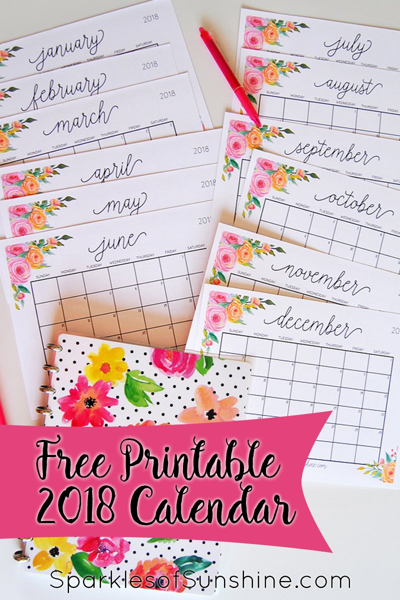 printable 2018 planner by month