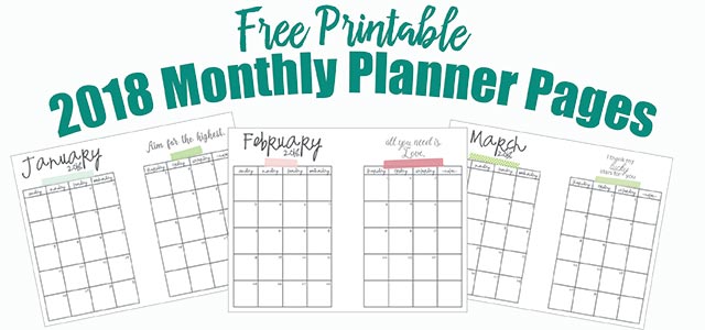 printable 2018 planner by month