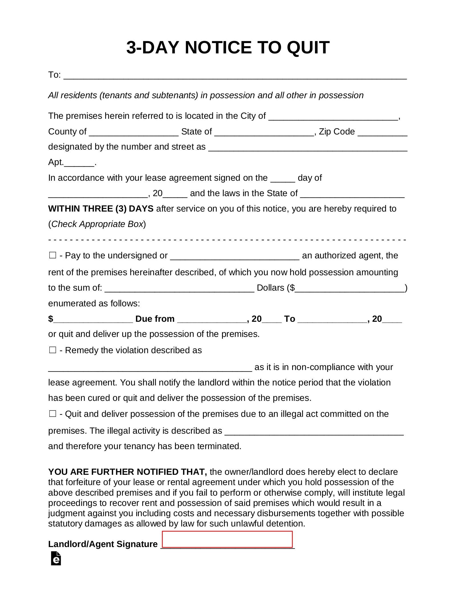 printable 3 day eviction notice florida