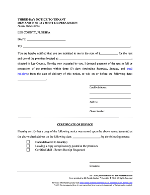 printable 3 day eviction notice florida