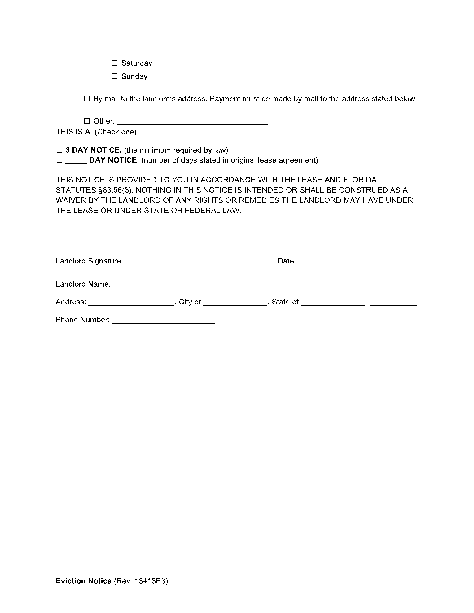 Florida 3-Day Notice to Pay or Quit Form (Free Download) | CocoSign