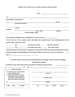 printable 3 day eviction notice florida