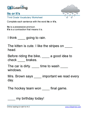 Vocabulary 3rd Grade Its Vs It S - Printable Third Grade 3 ...