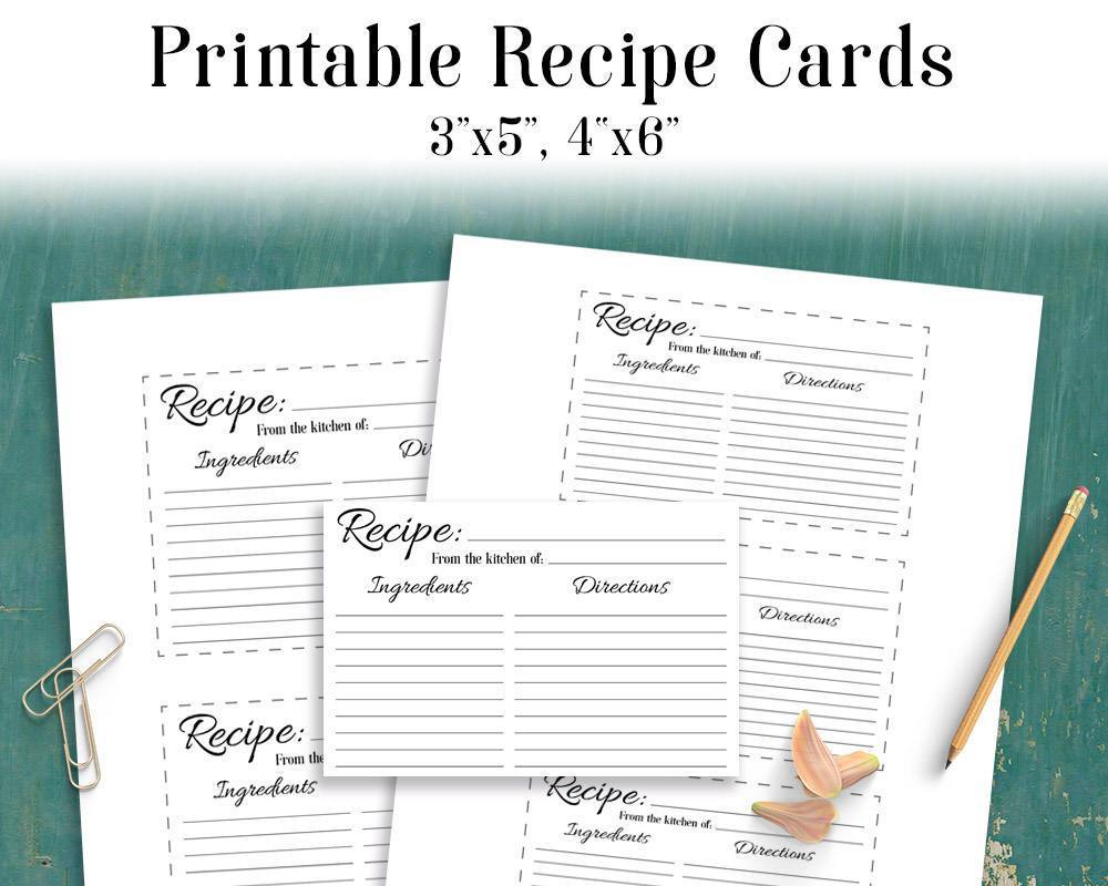 printable 3x5 recipe cards