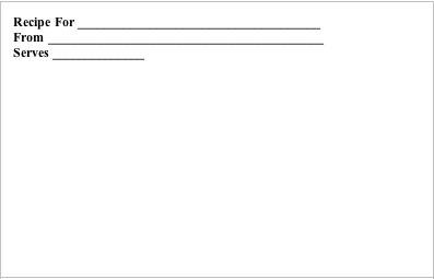Blank (Unlined) Printable Recipe Card